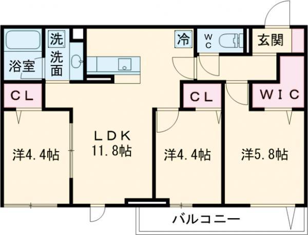セレスティア東葛西 Ⅵ(3LDK/2階)の間取り写真