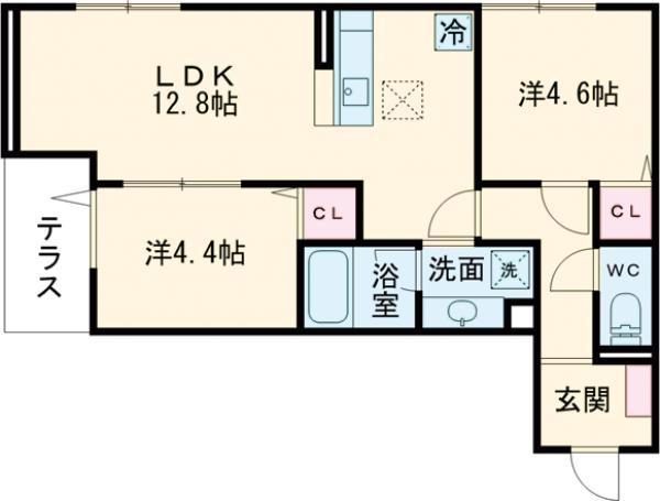 セレスティア東葛西 Ⅵ(2LDK/1階)の間取り写真