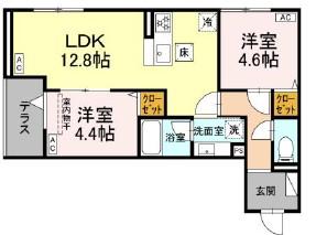 セレスティア東葛西 Ⅵ(2LDK/2階)の間取り写真