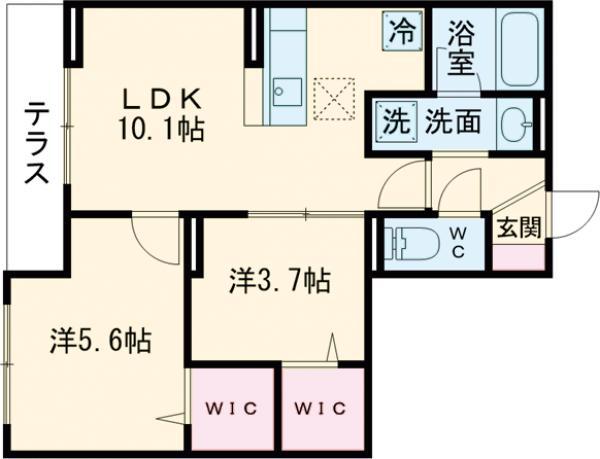 セレスティア東葛西 Ⅵ(2LDK/1階)の間取り写真