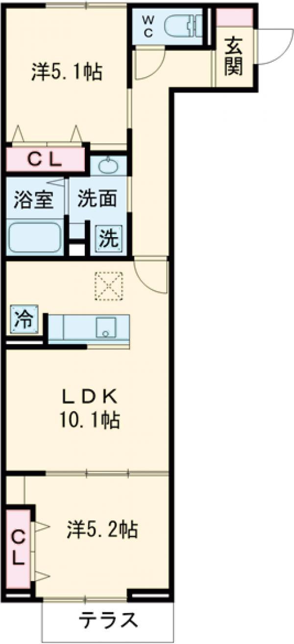 セレスティア高島平Ⅲ(2LDK/1階)の間取り写真