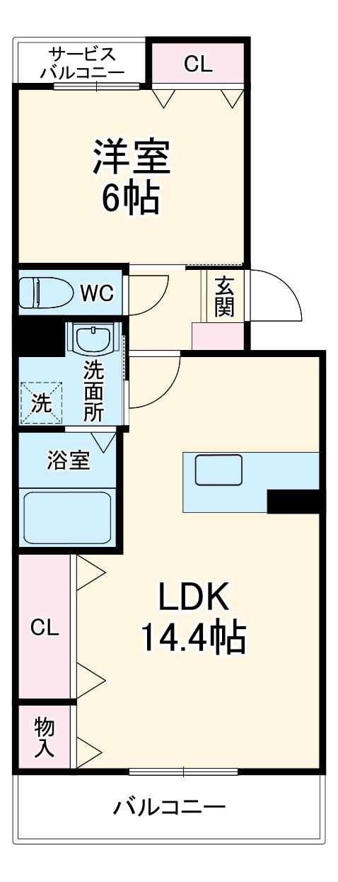 BELL ONE FEEL(1LDK/3階)の間取り写真