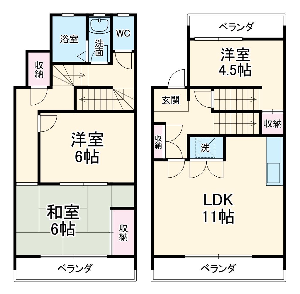 ナカノシマフラッツ(3LDK)の間取り写真