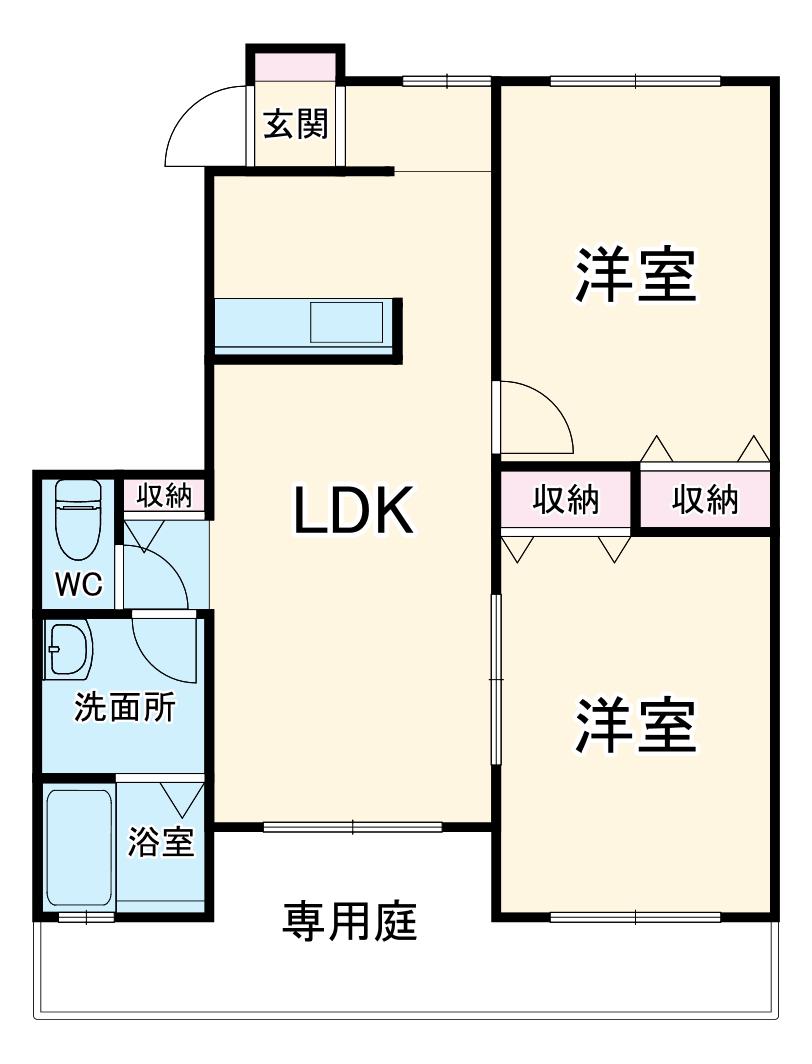 コーポディアス(2LDK/1階)の間取り写真