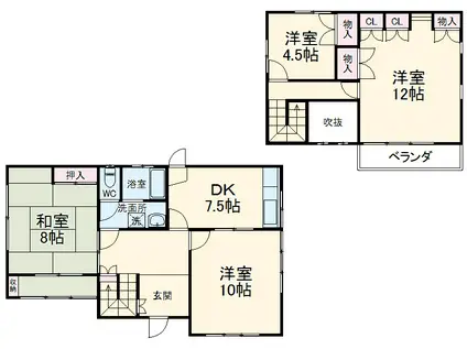 小田急電鉄江ノ島線 六会日大前駅 徒歩8分 2階建 築47年(4DK)の間取り写真