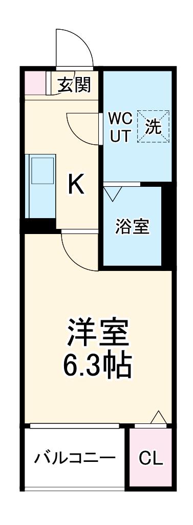メイクスR矢田Ⅰ(1K/1階)の間取り写真