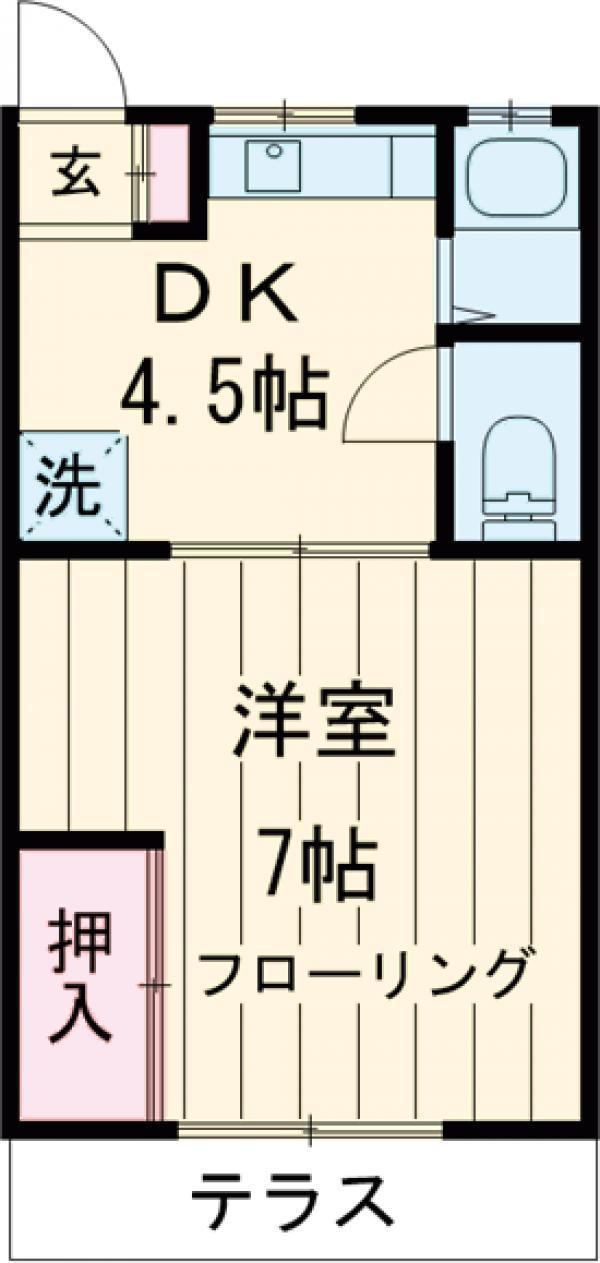 第一前原コーポ(1DK/1階)の間取り写真