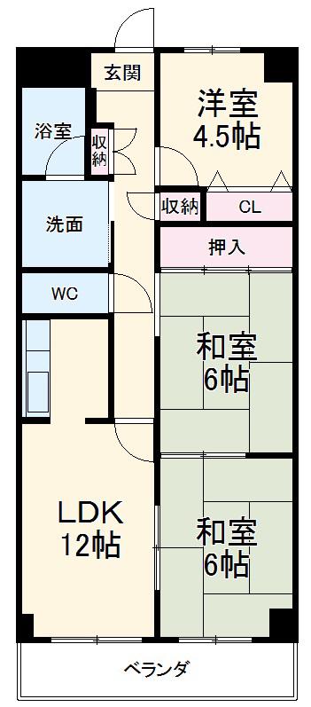 ノルン Ⅱ 稲本(3LDK/9階)の間取り写真