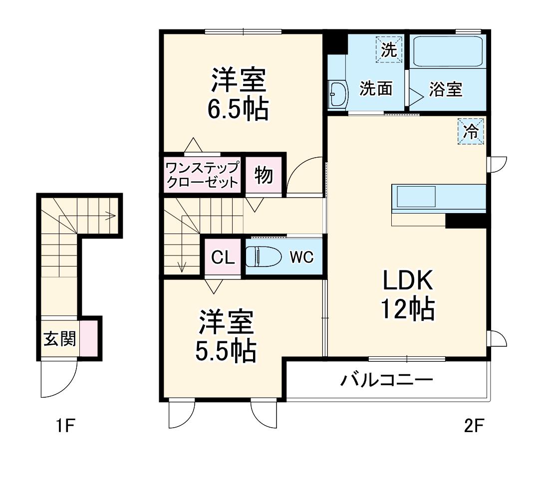 スカイビューテラス宮前平(2LDK/2階)の間取り写真