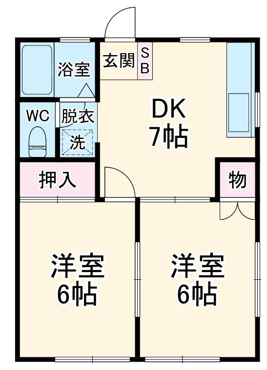 ゆうコーポ(2DK/1階)の間取り写真