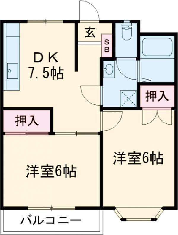クリーンレジデンス(2DK/2階)の間取り写真