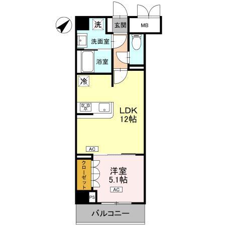エマリーグレース(1LDK/7階)の間取り写真