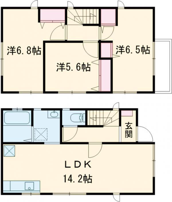 多摩モノレール 松が谷駅 徒歩19分 2階建 新築(3LDK)の間取り写真