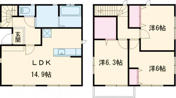多摩モノレール 松が谷駅 徒歩19分 2階建 新築(3LDK)の間取り写真