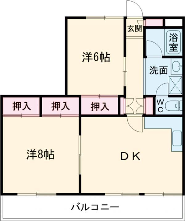 弓和ガーデンハウスS棟(2LDK/1階)の間取り写真
