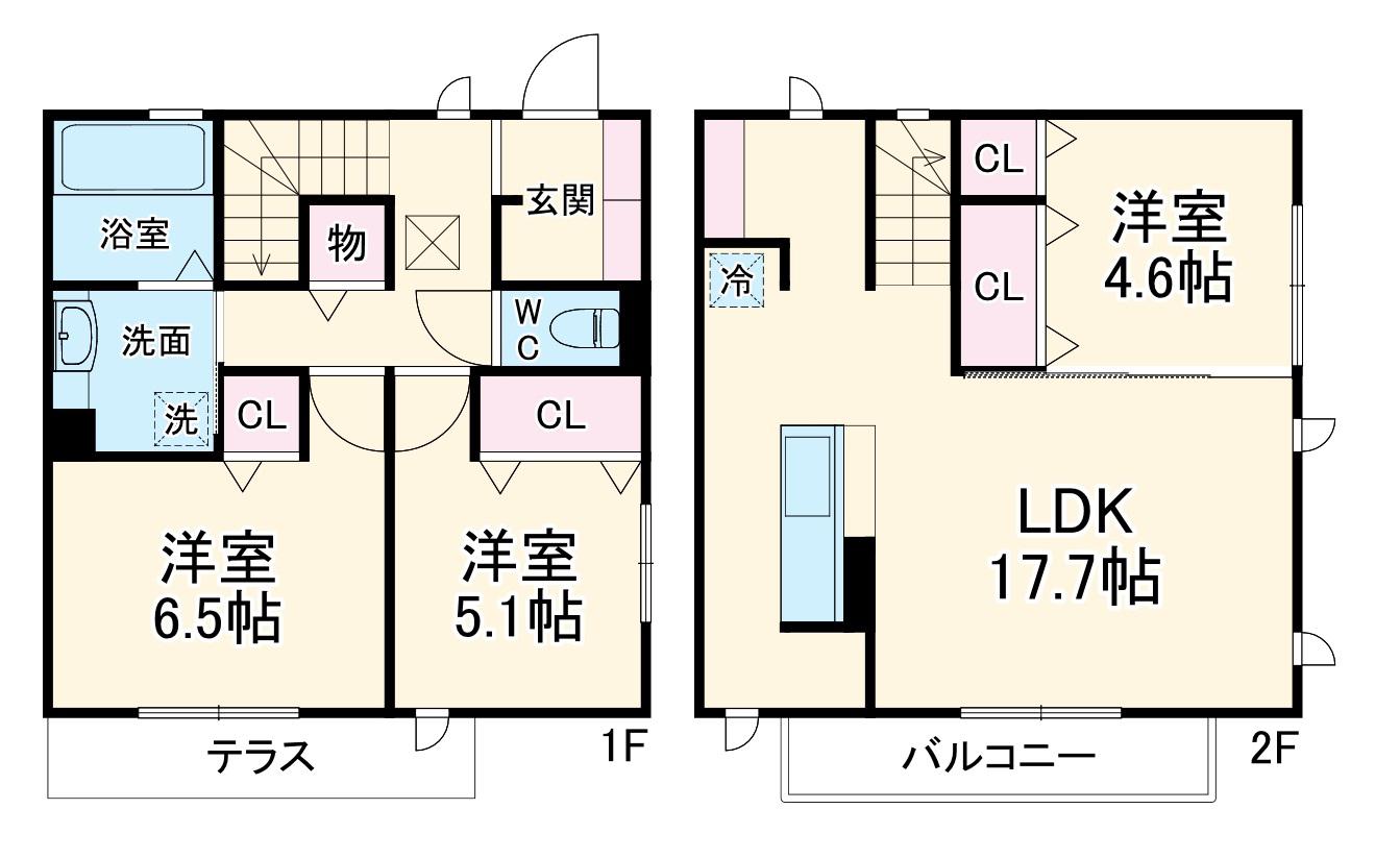 かぼく南館 南(3LDK/1階)の間取り写真