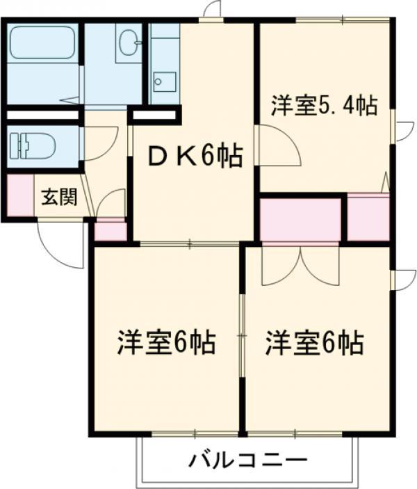 エスペランサB(3DK/2階)の間取り写真