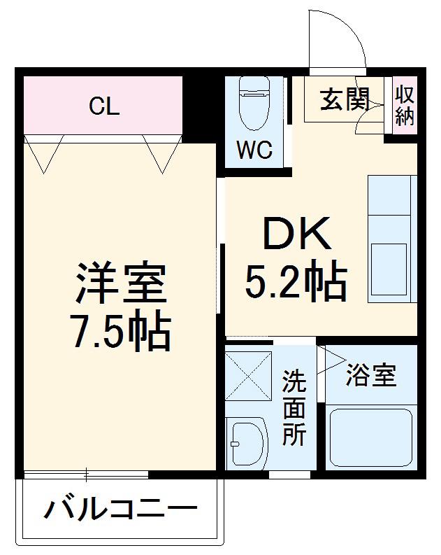 AQUE20(1DK/2階)の間取り写真