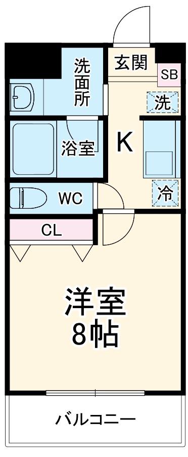 ドゥーエ西大島Ⅱ(1K/14階)の間取り写真