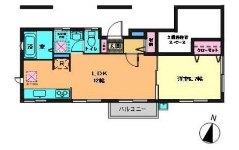 永田東2丁目(1LDK/1階)の間取り写真