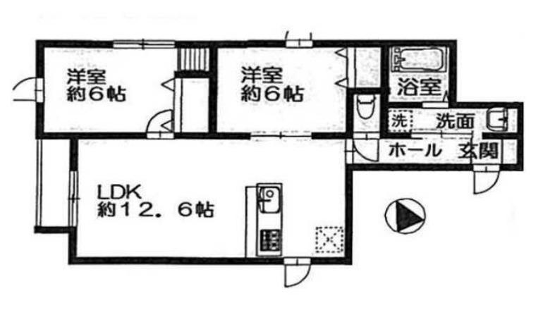アメリア若林駅前(2LDK/3階)の間取り写真