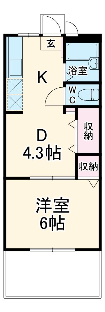 パークサイドヴィレッジ(1DK/1階)の間取り写真