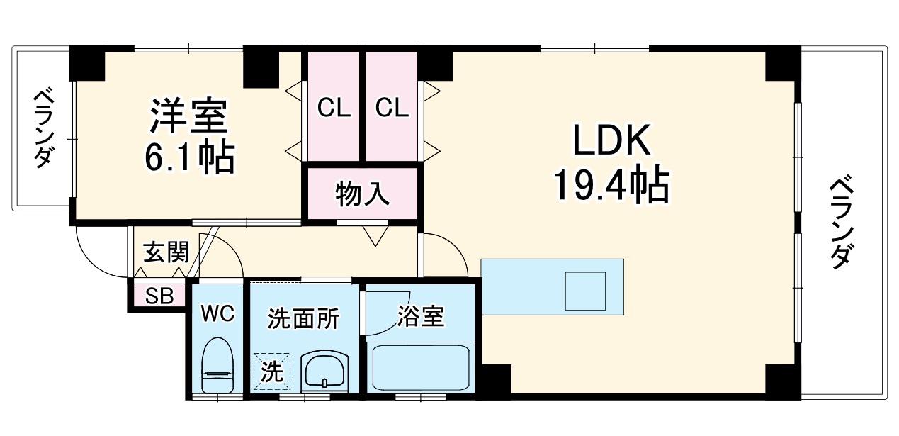 MIDORIマンション(1LDK/3階)の間取り写真