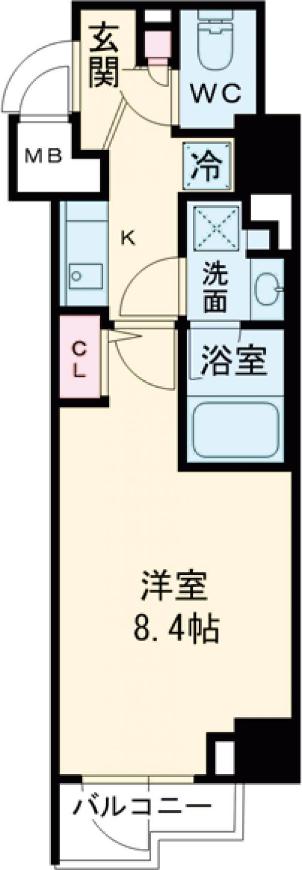 コンシェリア池袋 THE RESIDENCE イースト(1K/1階)の間取り写真