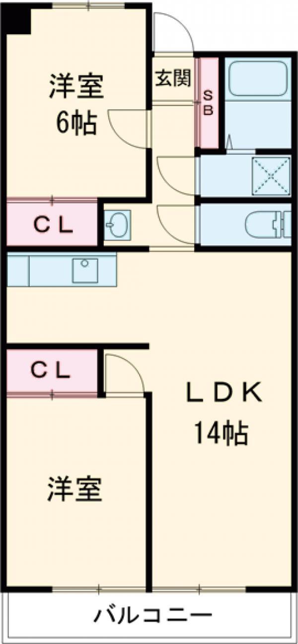 サンシティ前橋(2LDK/1階)の間取り写真