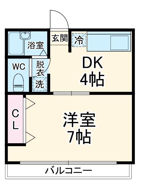 バードハイツ(1K/2階)の間取り写真