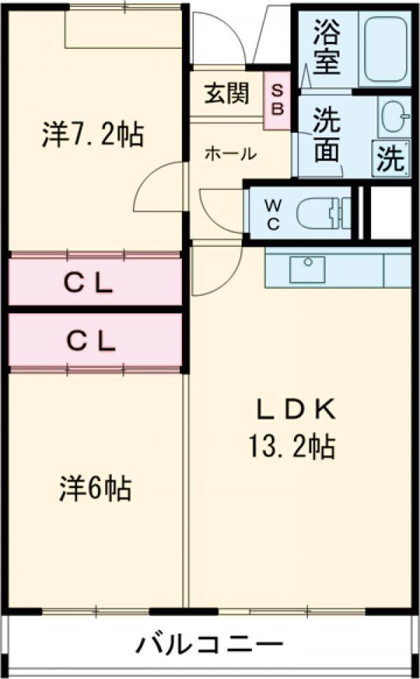 トレステージ富ヶ谷(2LDK/2階)の間取り写真