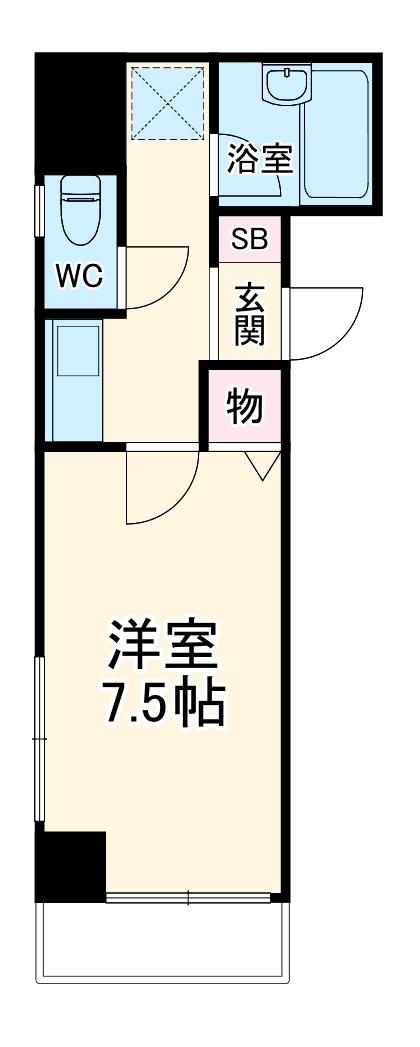 嵯峨野ビル(1K/8階)の間取り写真
