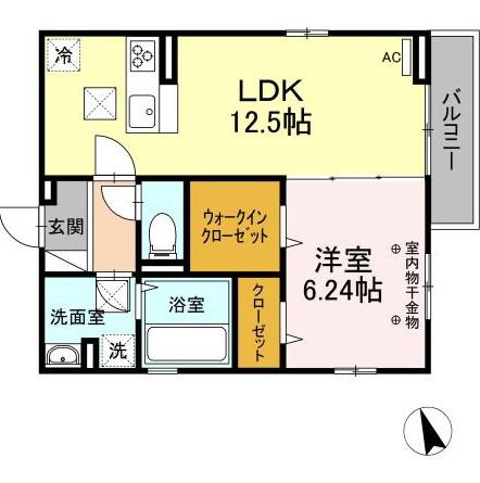 サンティエ2(1LDK/1階)の間取り写真