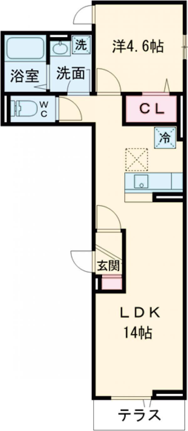 グラナーデ扇Ⅰ D(1LDK/1階)の間取り写真