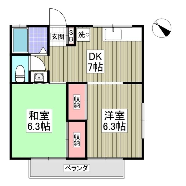 ドエル清水町(2DK/2階)の間取り写真