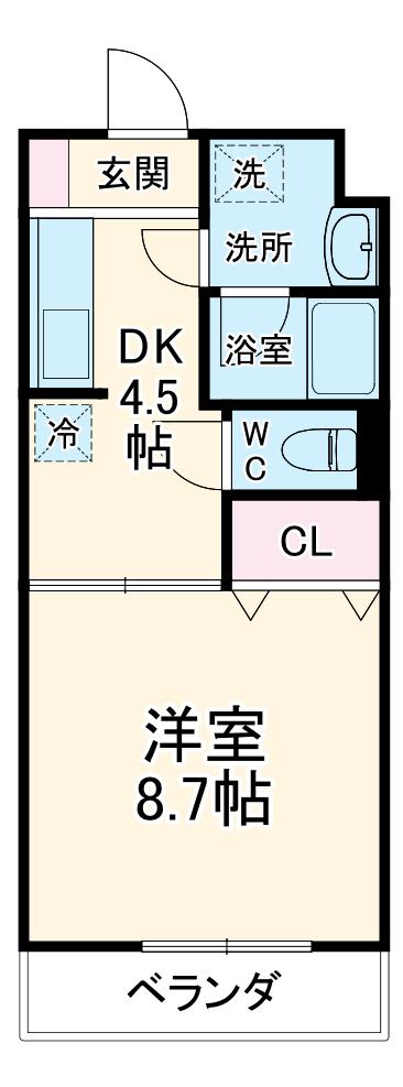 カサグランデⅡ(1DK/3階)の間取り写真