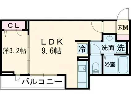 グラナーデ扇Ⅰ D(1LDK/2階)の間取り写真