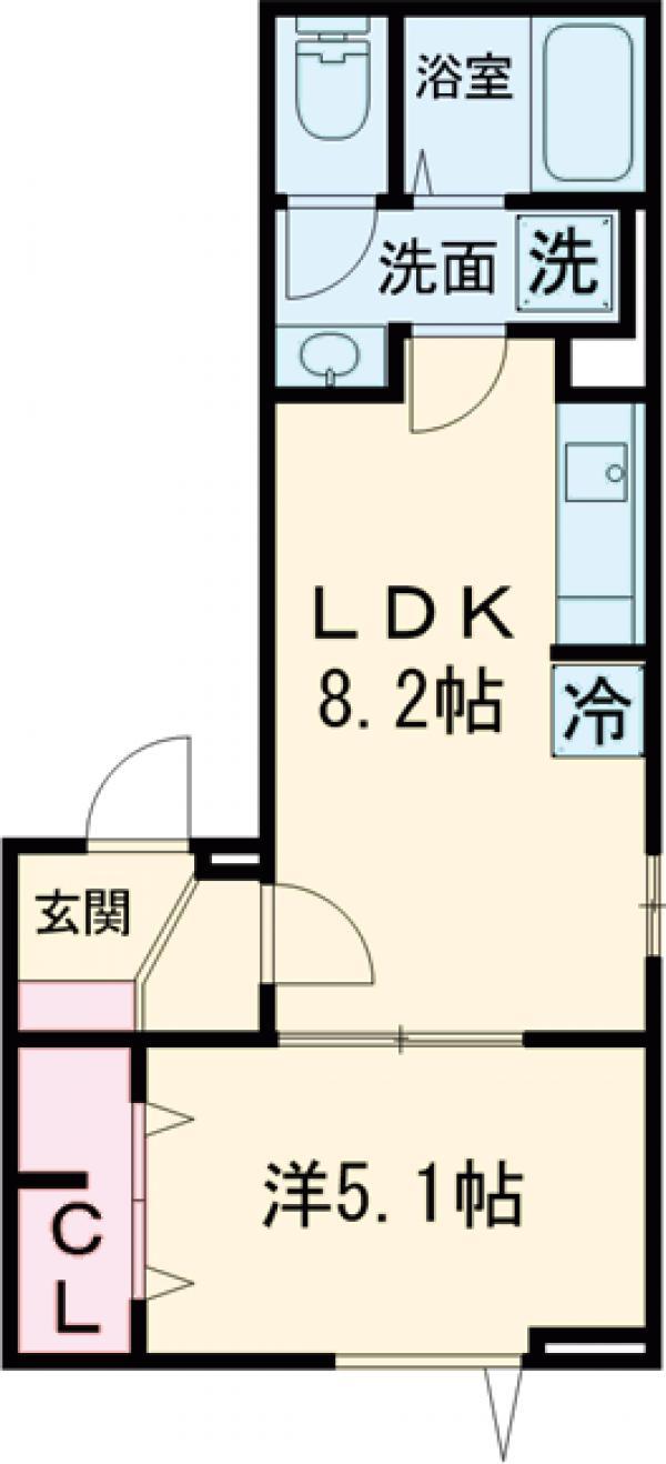 グラナーデ扇Ⅰ D(1LDK/3階)の間取り写真