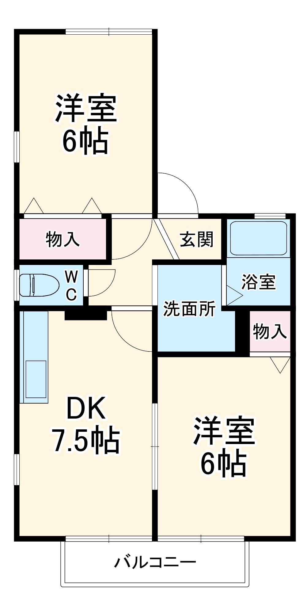 エスポワールマキ(2DK/2階)の間取り写真