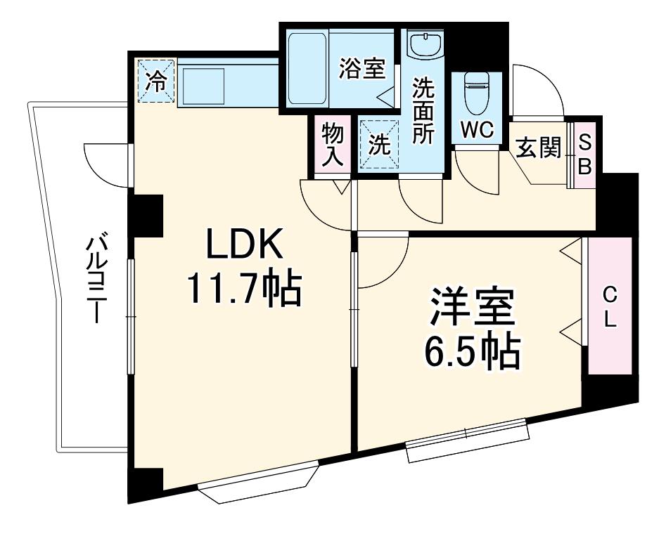 パレノール城山(1LDK/3階)の間取り写真
