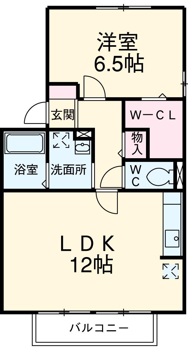 マリオン神の倉(1LDK/1階)の間取り写真