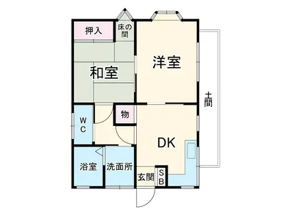 カーサオックス(2DK/1階)の間取り写真