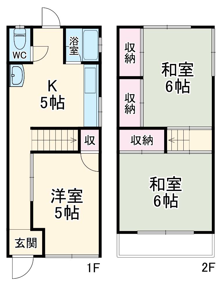 守口市金田町テラスハウス(3DK)の間取り写真