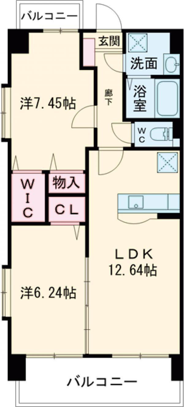 コゥジィーコート駅前通(2LDK/3階)の間取り写真