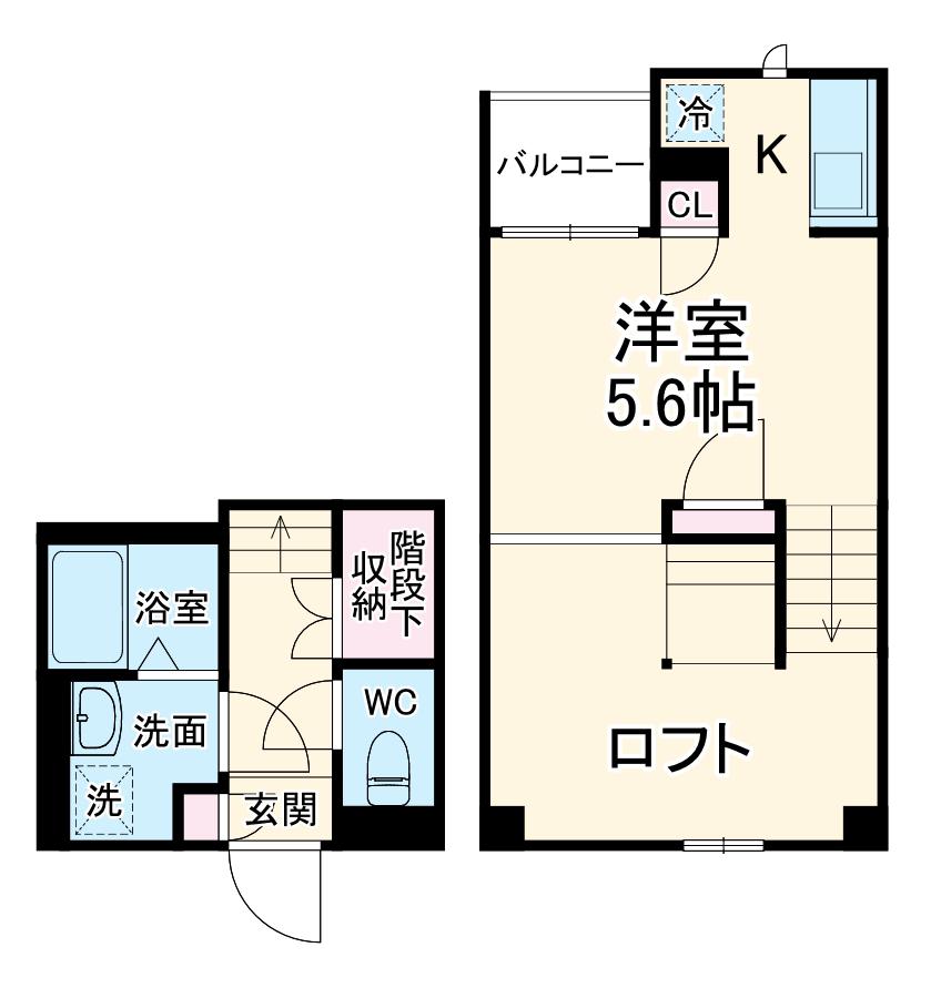 CB鴻巣フィオーレ(1K/2階)の間取り写真
