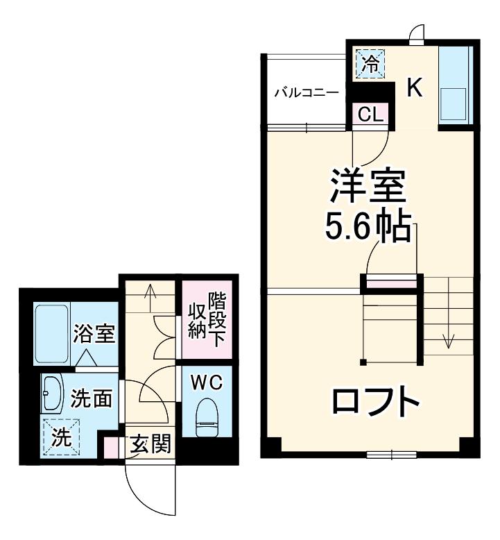 CB鴻巣フィオーレ(1K/2階)の間取り写真