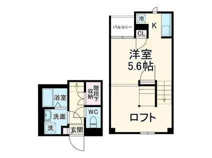 CB鴻巣フィオーレ(1K/2階)の間取り写真