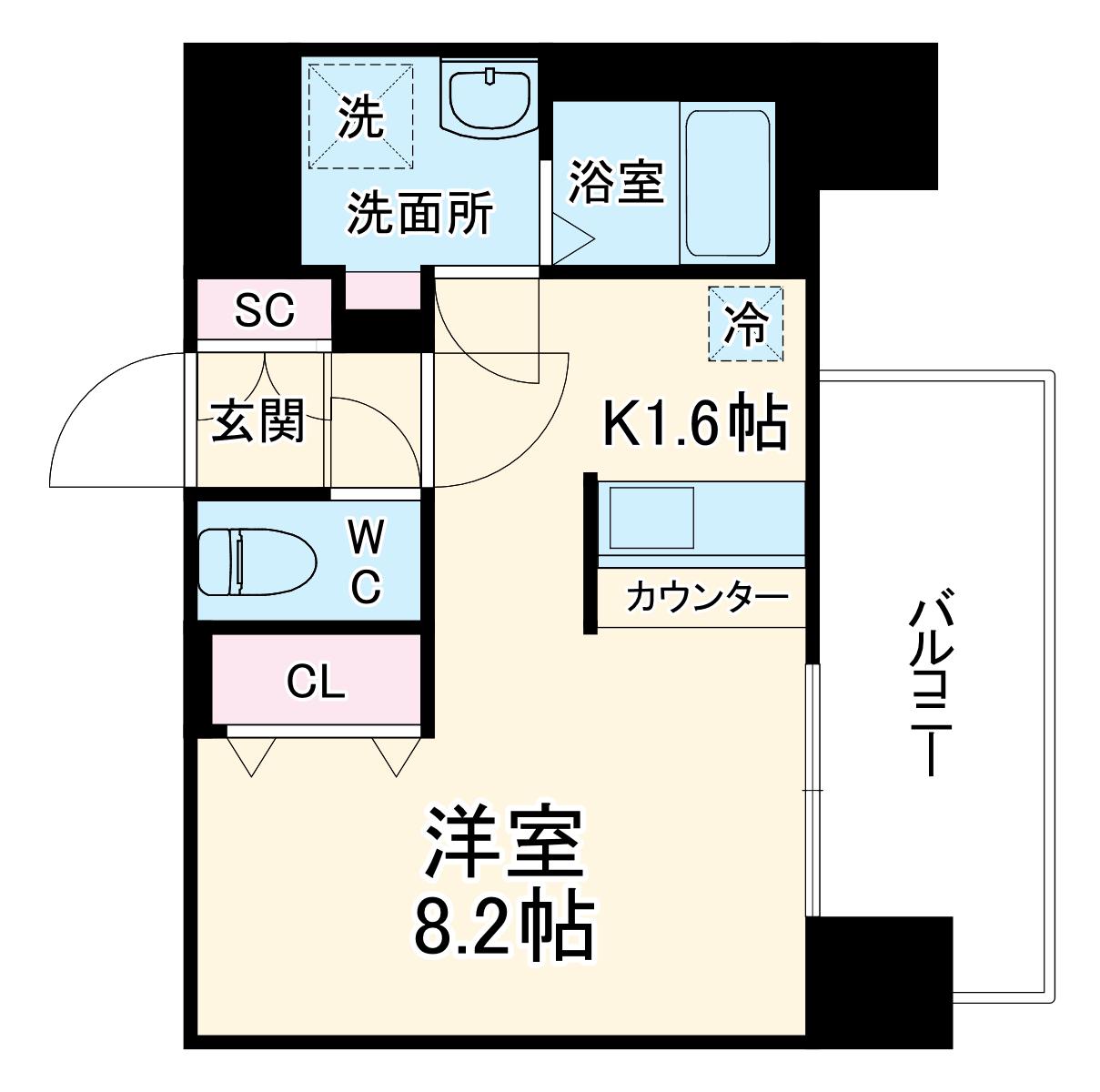SHOKEN RESIDENCE名古屋(ワンルーム/14階)の間取り写真