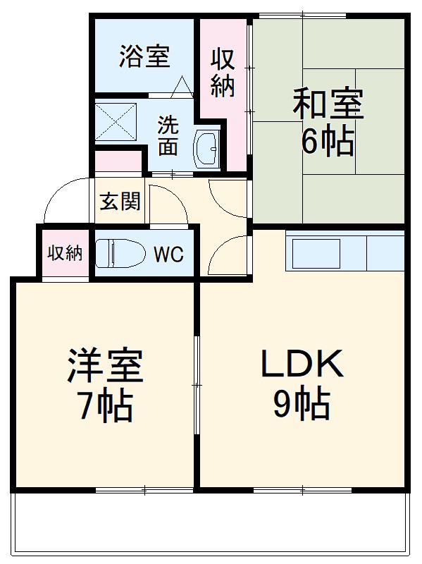 サンビレッジ上郷C(2DK/3階)の間取り写真