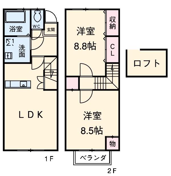 Ｇｒａｎｄ　Ｃｏｕｒｔ　壱番館(2LDK)の間取り写真